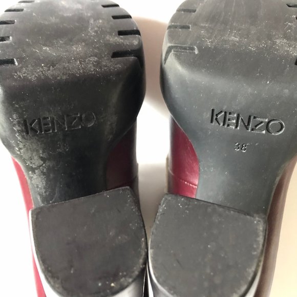 Kenzo bordeaux white platform leather loafer heels - Picture 10 of 10